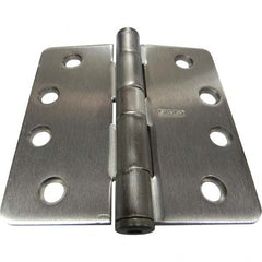 Stanley - 4" Long x 4" Wide Grade 1 Steel Full Mortise Commercial Hinge - USA Tool & Supply