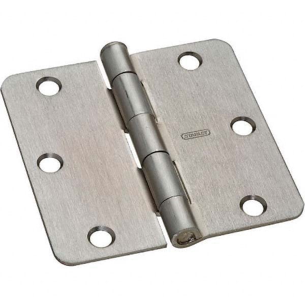 Stanley - 3-1/2" Long x 3-1/2" Wide Grade 2 Steel Full Mortise Commercial Hinge - USA Tool & Supply