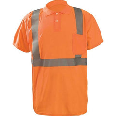 OccuNomix - Size L Hi-Vis Orange High Visibility Short Sleeve Polo Shirt - USA Tool & Supply