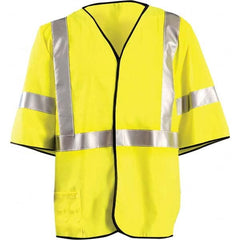 OccuNomix - Size 5XL Flame Resistant Hi-Vis Yellow Mesh General Purpose High Visibility Vest - USA Tool & Supply