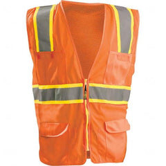OccuNomix - Size 3XL HI-Vis Orange Mesh/Solid Surveyor's High Visibility Vest - USA Tool & Supply