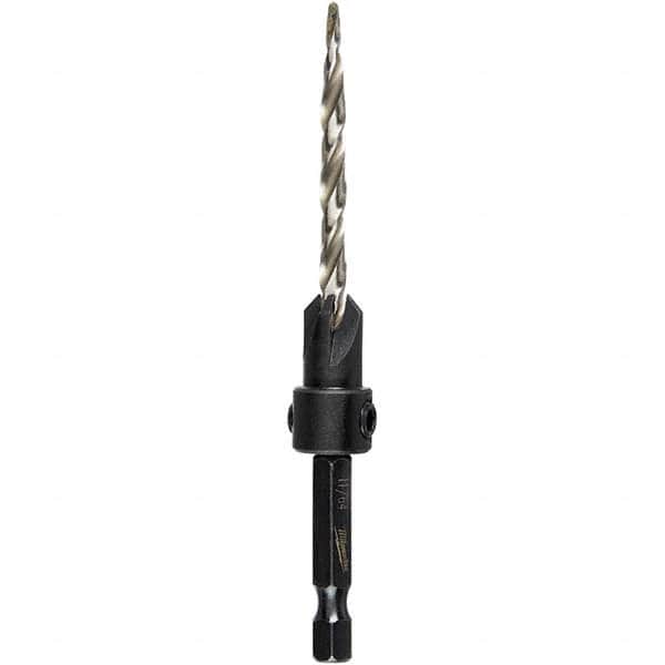 Milwaukee Tool - Adjustable-Depth Drill Countersinks Cutter Head Diameter (Wire): #8 Cutter Head Diameter (Inch): 1/4 - USA Tool & Supply
