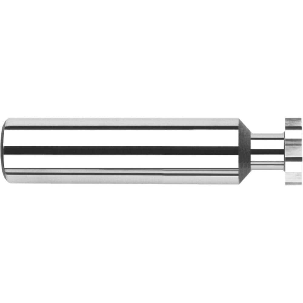 Woodruff Keyseat Cutter: 0.1875″ Cut Dia, 0.125″ Cut Width, 3/16″ Shank Dia, Straight Tooth 2″ OAL, 6 Teeth, Solid Carbide