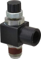 ARO/Ingersoll-Rand - 1/8" Male NPT x 1/8" Female NPT Right Angle Flow Control Valve - 0 to 150 psi & Brass Material - USA Tool & Supply