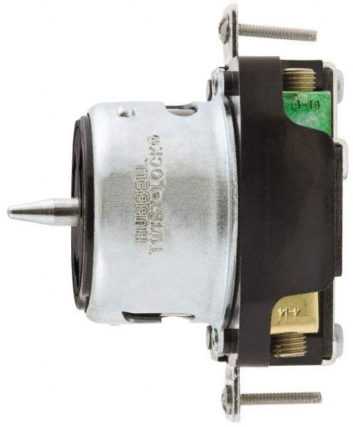 Hubbell Wiring Device-Kellems - 125 VAC, 50 Amp, Self Grounding Receptacle - 2 Poles, 3 Wire, Female End, Black - USA Tool & Supply