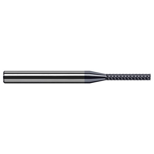 Variable Helix End Mills for Free Machining Steels - Finishers - 0.0310″ (1/32″) Cutter Diameter × 0.2500″ (1/4″) Length of Cut Carbide Square End Mill Finisher for Free Machining Steels, 5 Flutes, AlTiN Coated - Exact Industrial Supply