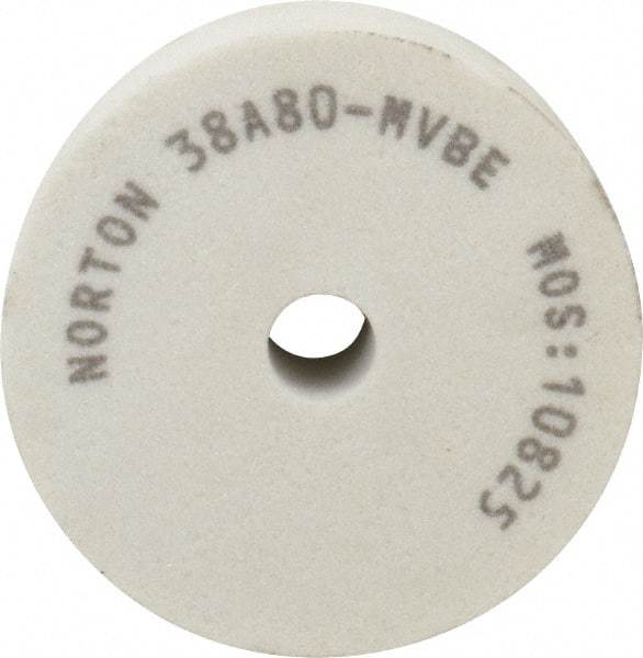Norton - 80 Grit Aluminum Oxide Type 1 Internal Grinding Wheel - 3" Diam x 1/2" Hole x 1" Thick, 10,825 Max RPM, Type 1 Medium Grade, M Hardness, Vitrified Bond, No Recess - USA Tool & Supply