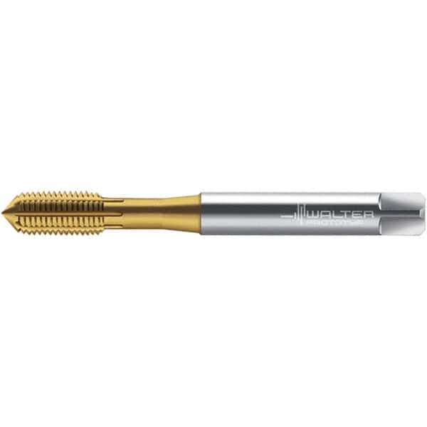 Walter-Prototyp - M2.5x0.45 DIN 2174 6HX 2.260 Thread Limit Bottoming Thread Forming Tap - Powdered Metal High Speed Steel, TiN Finish, 51.16mm OAL, 4mm Thread Length, Right Hand Thread, Series TC420 - USA Tool & Supply