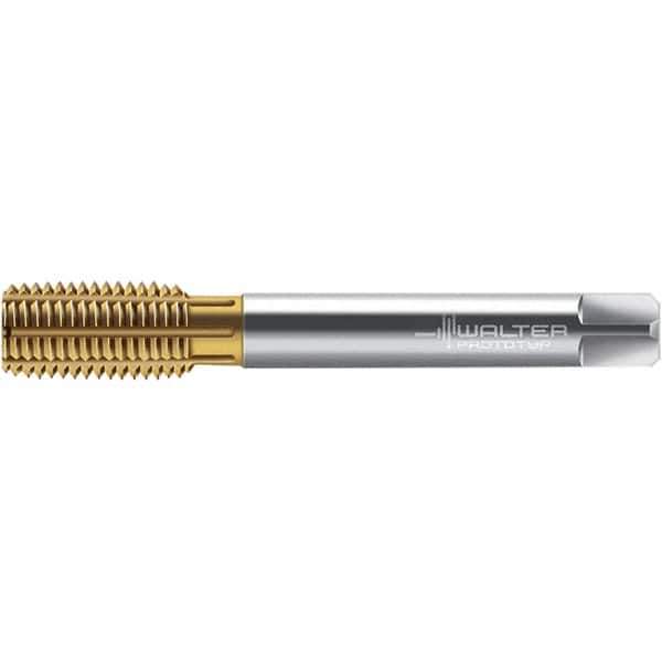 Walter-Prototyp - M10x1.00 DIN 2174 6HX 9.600 Thread Limit Semi-Bottoming Thread Forming Tap - Powdered Metal High Speed Steel, TiN Finish, 90mm OAL, 12mm Thread Length, Right Hand Thread, Series TC420 - USA Tool & Supply