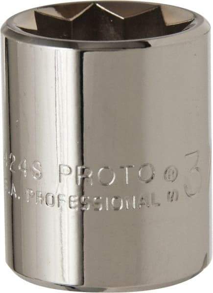 Proto - 3/4", 1/2" Drive, Standard Hand Socket - 8 Points, 1-1/2" OAL, Alloy Steel, Chrome Finish - USA Tool & Supply