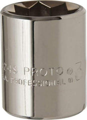 Proto - 3/4", 1/2" Drive, Standard Hand Socket - 8 Points, 1-1/2" OAL, Alloy Steel, Chrome Finish - USA Tool & Supply