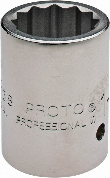 Proto - 1-3/16", 1" Drive, Standard Hand Socket - 12 Points, 2-7/16" OAL - USA Tool & Supply