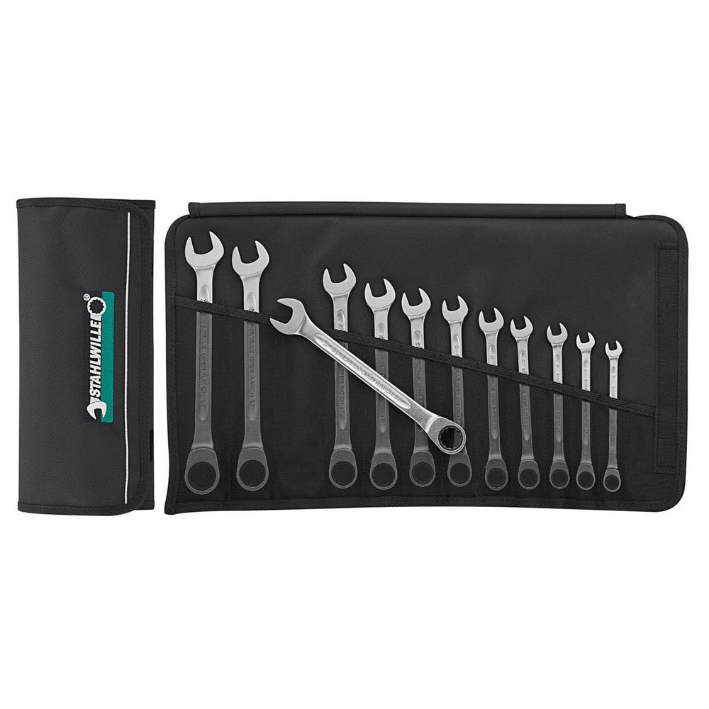 Wrench Sets; Set Type: Ratcheting Combination Wrench; System Of Measurement: Metric; Container Type: Pouch; Wrench Size: 8 to 19 mm; Material: Alloy Steel; Chrome; Finish: Chrome-Plated; Overall Length: 11.6142 in; Non-sparking: No; Corrosion-resistant: N