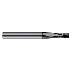 End Mills for Composites - 0.0625″ (1/16″) Cutter Diameter × 0.1860″ Length of Cut Carbide Square Chipbreaker Cutter, 4 Flutes, Amorphous Diamond Coated - Exact Industrial Supply