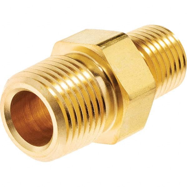 USA Sealing - 3/8 x 1/8" Brass Pipe Reducing Hex Nipple - USA Tool & Supply