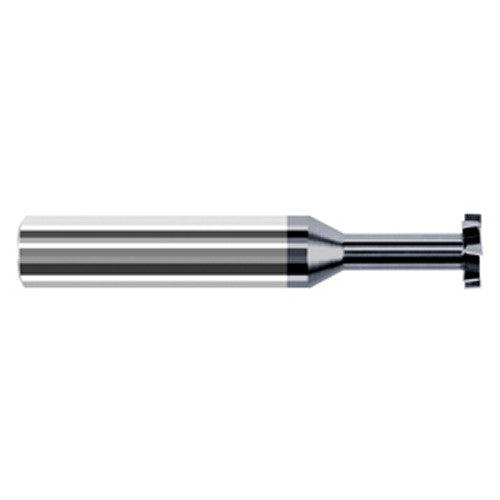 Staggered Tooth - 0.5000″ (1/2″) Cutter Diameter × 0.1250″ (1/8″) Width × 0.7500″ (3/4″) Neck Length Carbide Square Stagger Keyseat Cutter, 8 Flutes, AlTiN Coated - Exact Industrial Supply
