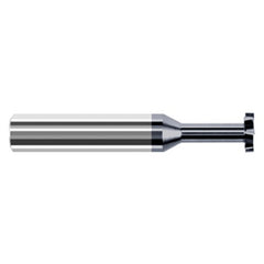 Staggered Tooth - 0.5000″ (1/2″) Cutter Diameter × 0.0930″ (3/32″) Width × 0.7500″ (3/4″) Neck Length Carbide Square Stagger Keyseat Cutter, 8 Flutes, AlTiN Coated - Exact Industrial Supply