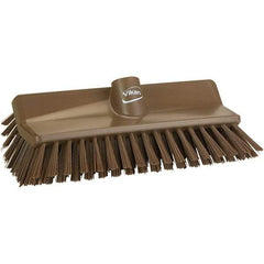 Vikan - 1-1/2" Bristle Length, Polyester Cleaning & Finishing Brush - 9-5/8" Long x 5" Wide Head, 9.6" OAL, Brown, Polypropylene Block - USA Tool & Supply