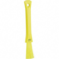 Vikan - 2-1/4" Bristle Length, Polyester Detail Brush - 1-1/4" Long x 0.4" Wide Head, 8.07" OAL, Ergonomic Handle, Yellow, Polypropylene Block - USA Tool & Supply