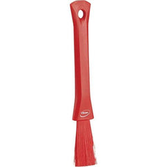 Vikan - 2-1/4" Bristle Length, Polyester Detail Brush - 1-1/4" Long x 0.4" Wide Head, 8.07" OAL, Ergonomic Handle, Red, Polypropylene Block - USA Tool & Supply