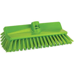 Vikan - 1-1/2" Bristle Length, Polyester Cleaning & Finishing Brush - 9-5/8" Long x 5" Wide Head, 9.6" OAL, Green, Polypropylene Block - USA Tool & Supply