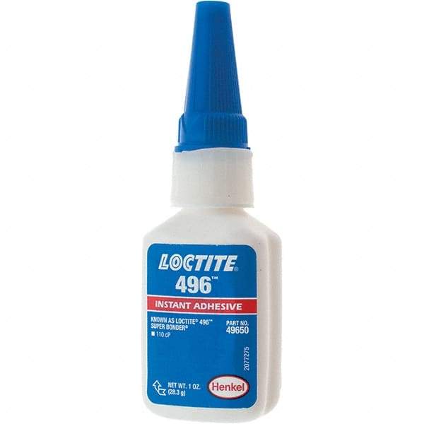 Loctite - 1 oz Bottle Clear Instant Adhesive - 496 SUPERBONDER 1OZ LOCTITE SPRBNDR ADHS - USA Tool & Supply