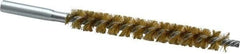 Schaefer Brush - 4" Brush Length, 1/2" Diam, Double Stem, Single Spiral Tube Brush - 6-1/4" Long, Brass, 12-24 Female Connection - USA Tool & Supply