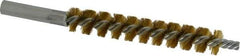 Schaefer Brush - 4" Brush Length, 5/8" Diam, Double Stem, Single Spiral Tube Brush - 6-1/4" Long, Brass, 12-24 Female Connection - USA Tool & Supply