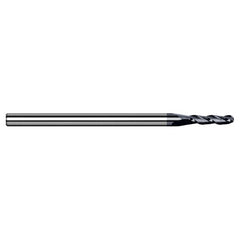 0.8 mm Dia. × 4 mm Shank × 2.4 mm DOC × 50 mm OAL, Carbide AlTiN, 3 Flute, Ballnose End Mill - Exact Industrial Supply