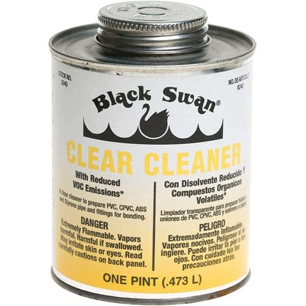 Black Swan - 1 Pt All-Purpose Cleaner - Clear, Use with ABS, PVC & CPVC up to 6" Diam - USA Tool & Supply