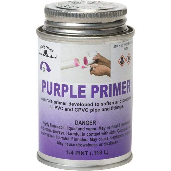 Black Swan - 1/4 Pt All Purpose Primer/Cleaner - Purple, Use with PVC & CPVC - USA Tool & Supply