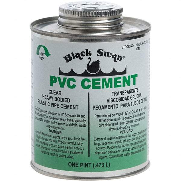 Black Swan - 1 Pt Heavy Duty Cement - Clear, Use with PVC - USA Tool & Supply