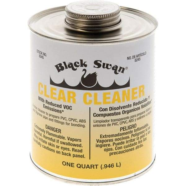 Black Swan - 1 Qt All-Purpose Cleaner - Clear, Use with ABS, PVC & CPVC up to 6" Diam - USA Tool & Supply