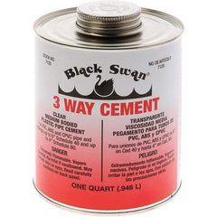 Black Swan - 1 Qt Medium Bodied Cement - Clear, Use with ABS, PVC & CPVC up to 6" Diam - USA Tool & Supply