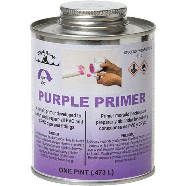 Black Swan - 1 Pt All Purpose Primer/Cleaner - Purple, Use with PVC & CPVC - USA Tool & Supply