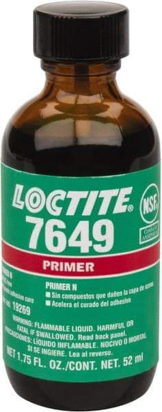 Loctite - 1.75 Fluid Ounce Bottle, Green, Liquid Primer - Series 7649, Hand Tool Removal - USA Tool & Supply