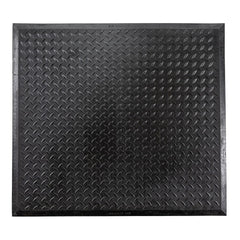 Anti-Fatigue Mat:  31.0000″ Length,  36.0000″ Wide,  1/2″ Thick,  Natural Rubber,  Beveled Edge,  Medium Duty Raised Diamond,  Black,  Dry