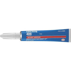 Loctite - 0.11 oz Tube Clear Instant Adhesive - Series 409, 75 sec Working Time, 24 hr Full Cure Time, Bonds to Metal, Plastic & Rubber - USA Tool & Supply