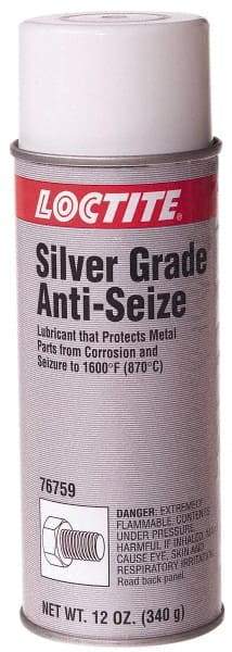 Loctite - 12 oz Aerosol High Temperature Anti-Seize Lubricant - Silver Colored, 1,600°F, Silver Colored, Water Resistant - USA Tool & Supply