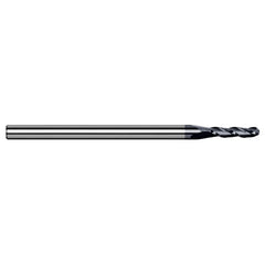 0.8 mm Dia. × 4 mm Shank × 2.4 mm DOC × 50 mm OAL, Carbide AlTiN, 3 Flute, Ballnose End Mill - Exact Industrial Supply