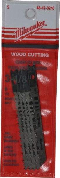 Milwaukee Tool - 3-1/8" Long, 8 Teeth per Inch, High Carbon Steel Jig Saw Blade - Toothed Edge, 0.2188" Wide x 0.043" Thick, U-Shank - USA Tool & Supply