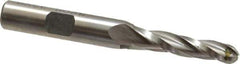 Made in USA - 1° Taper Angle per Side, 1/4" Small End Diam, 1-1/4" LOC, High Speed Steel 3 Flute Tapered Ball End Mill - 3-1/8" OAL, 3/8" Shank Diam - USA Tool & Supply