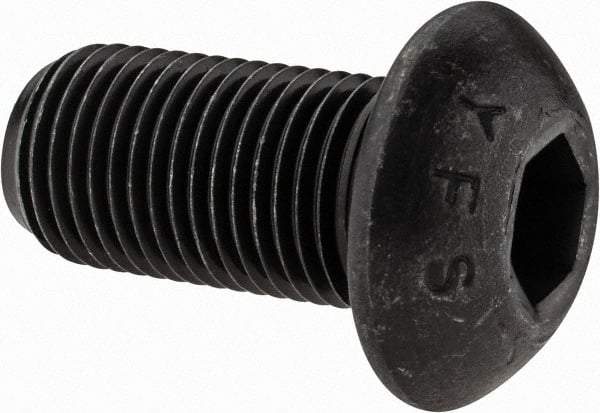 Value Collection - 1/2-20 UNF Hex Socket Drive, Button Screw - Alloy Steel, Black Oxide Finish, Fully Threaded, 1" Length Under Head - USA Tool & Supply