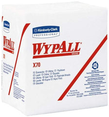 WypAll - X70 1/4 Fold Shop Towel/Industrial Wipes - Poly Pack, 12-1/2" x 12-1/2" Sheet Size, White - USA Tool & Supply