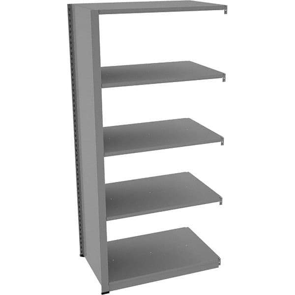 Tennsco - 5 Shelf Add-On Open Steel Shelving - 36" Wide x 76" High x 24" Deep, Medium Gray - USA Tool & Supply