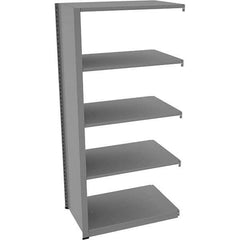 Tennsco - 5 Shelf Add-On Open Steel Shelving - 36" Wide x 76" High x 24" Deep, Medium Gray - USA Tool & Supply