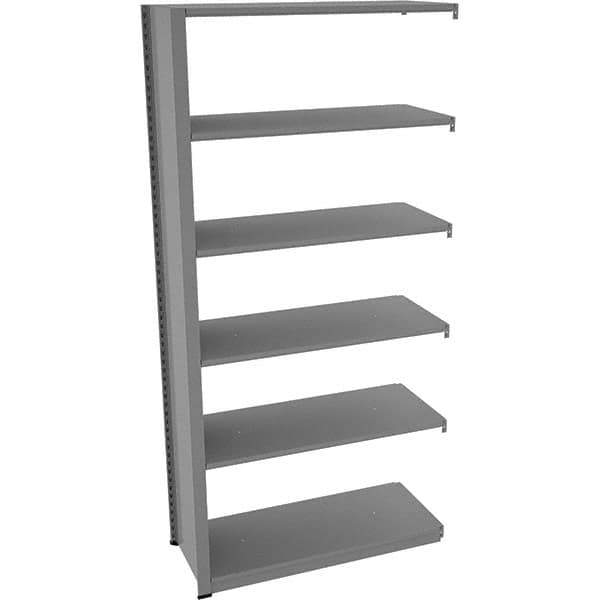 Tennsco - 6 Shelf Add-On Open Steel Shelving - 42" Wide x 88" High x 18" Deep, Medium Gray - USA Tool & Supply