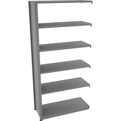 Tennsco - 6 Shelf Add-On Open Steel Shelving - 42" Wide x 88" High x 18" Deep, Medium Gray - USA Tool & Supply