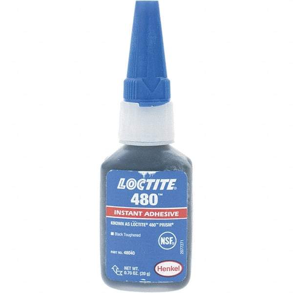 Loctite - 20gr Bottle Black Instant Adhesive - 480 PRISM 20G NON NSF LOCTIT PRISM INST ADH - USA Tool & Supply