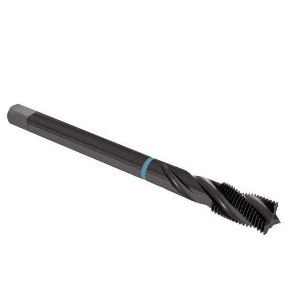 Emuge - M12x1.75 Metric Coarse 3 Flute 6H Modified Bottoming Spiral Flute Tap - Cobalt, Oxide Finish, 110mm OAL, Right Hand Flute, Right Hand Thread, Series Enorm-VA - USA Tool & Supply